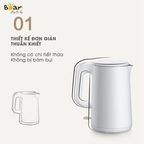 Ấm/ Bình Đun Siêu Tốc Bear ZDH-B15T1 dung tích 1.5 lít, công suất 1500W