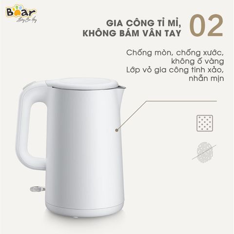 Ấm/ Bình Đun Siêu Tốc Bear ZDH-B15T1 dung tích 1.5 lít, công suất 1500W