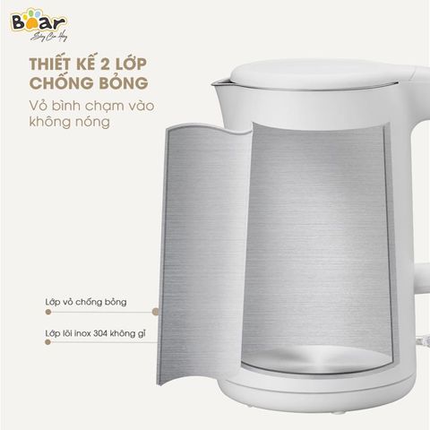 Ấm/ Bình Đun Siêu Tốc Bear ZDH-B15T1 dung tích 1.5 lít, công suất 1500W