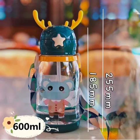 Bình Nước Nhựa, Bình Nước Hình Sừng Hươu Dễ Thương Cho Bé - 600ml