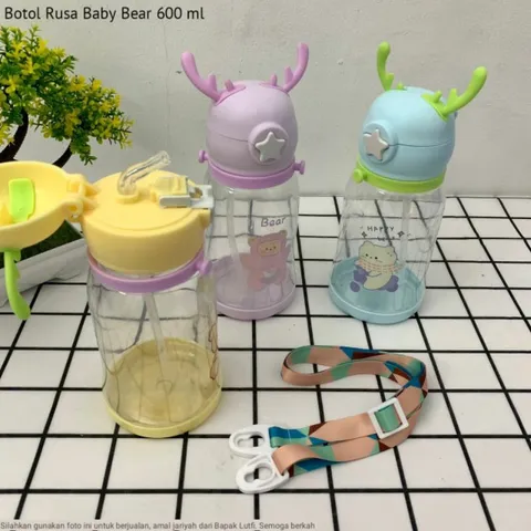 Bình Nước Nhựa, Bình Nước Hình Sừng Hươu Dễ Thương Cho Bé - 600ml