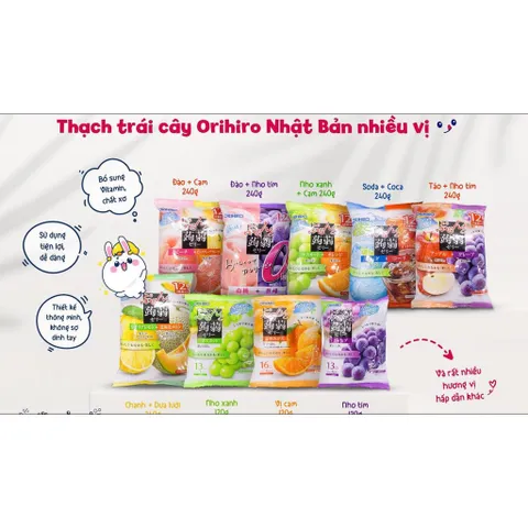 Thạch Trái Cây Mix 2 Vị Nhật Bản Orihiro - 20gr*12 gói - Date 2023