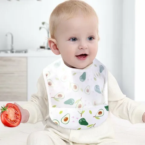 Yếm Ăn Dặm Cho Bé, Yếm Hình Chữ U 2 Lớp, Chống Thấm Cho Bé Ăn Dặm, Uống Sữa, Có Máng Hứng Ngang, Siêu Gọn Nhẹ