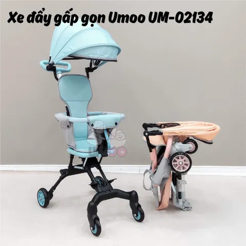 Xe Đẩy 2 Chiều, Gấp Gọn Umoo Um-02134, Có Mái Che, Đệm Lót Cho Bé Đi Dạo, Dã Ngoại, Mang Lên Máy Bay Du Lịch