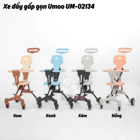 Xe Đẩy 2 Chiều, Gấp Gọn Umoo Um-02134, Có Mái Che, Đệm Lót Cho Bé Đi Dạo, Dã Ngoại, Mang Lên Máy Bay Du Lịch