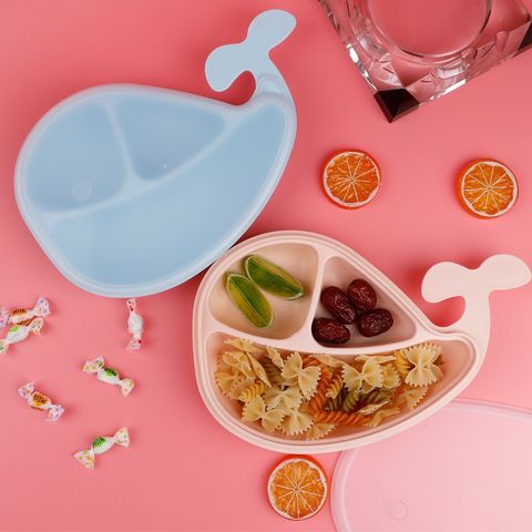 Khay ăn Dặm Có Nắp Ole Ola, Khay ăn Dặm Chia Ngăn Hình Cá Voi, Có Nắp đậy Vệ Sinh
