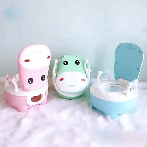 [TẶNG CỌ VỆ SINH] Bô Hà Mã Vệ Sinh Trẻ Em Cao Cấp Cho Bé Từ 1-5 Tuổi, Có Chỗ Dựa Và Khay Tiện Dụng, Nhựa Cứng Cáp
