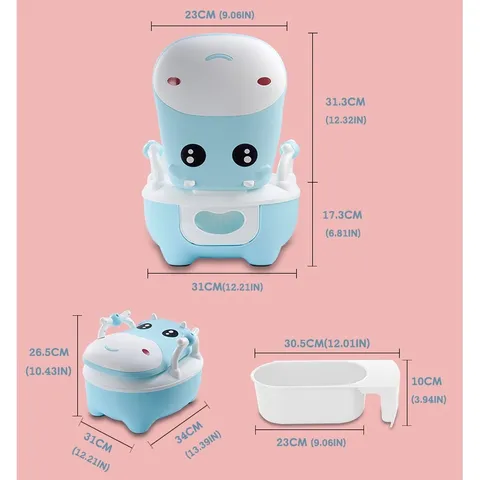 [TẶNG CỌ VỆ SINH] Bô Hà Mã Vệ Sinh Trẻ Em Cao Cấp Cho Bé Từ 1-5 Tuổi, Có Chỗ Dựa Và Khay Tiện Dụng, Nhựa Cứng Cáp