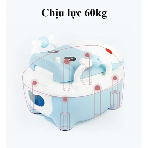 [TẶNG CỌ VỆ SINH] Bô Hà Mã Vệ Sinh Trẻ Em Cao Cấp Cho Bé Từ 1-5 Tuổi, Có Chỗ Dựa Và Khay Tiện Dụng, Nhựa Cứng Cáp