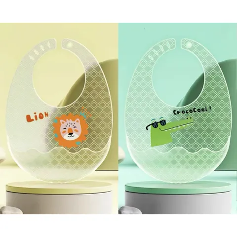 Yếm Silicon Có Máng Cách Điệu Hình Trứng, Co Giãn Tốt, Gọn Nhẹ Giá Rẻ Dùng Cho Bé Ăn Dặm