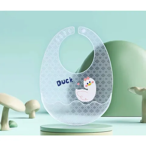 Yếm Silicon Có Máng Cách Điệu Hình Trứng, Co Giãn Tốt, Gọn Nhẹ Giá Rẻ Dùng Cho Bé Ăn Dặm