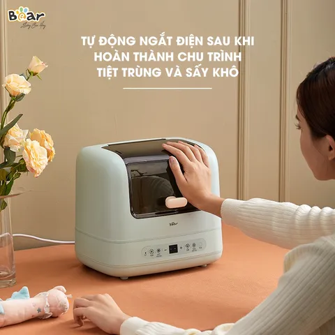 Máy Sấy, Tiệt Trùng Bình Sữa Đa Năng Bear 10L, Bear SB-MTT17 Khử Trùng Núm Ti Gặm Nướu Bát Đũa Của Bé SB-MTT17