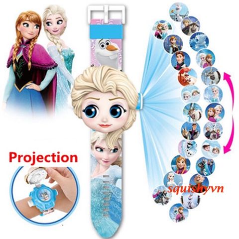 Đồng Hồ Chiếu 3D Kỹ Thuật Số Minnie và Frozen - Đồ Chơi Giáo Dục Cho Trẻ Em - Quà Tặng Sinh Nhật Tuyệt Vời