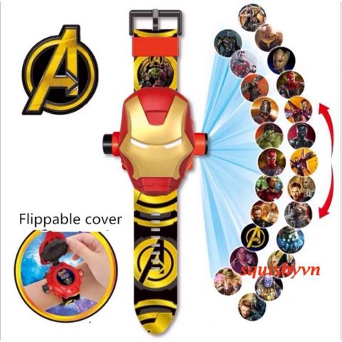 Đồng Hồ Kỹ Thuật Số Trẻ Em Siêu Anh Hùng Marvel - Thiết Kế Lật Và Chiếu Ánh Sáng, Đồng Hồ Thể Thao Đ độc đáo cho Fan