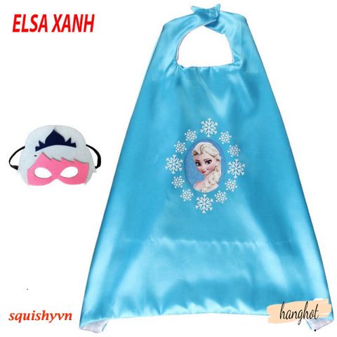 Bộ Trang Phục Elsa Xanh Frozen kèm Mặt Nạ Satin cho Bé - Hóa Trang Công Chúa Băng Giá, Quà Sinh Nhật Cho Bé Trai Gái