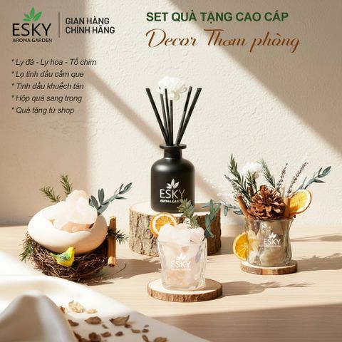 Set Tinh Dầu Khuếch Tán ESKY Aroma Garden - Quà Tặng Valentine Sang Trọng & Thiên Nhiên - Trang Trí Tết & Decor Không Gian