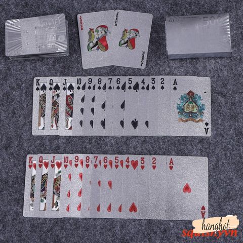 Bộ Bài Poker Mạ Nhũ Bạc Cao Cấp - 54 Lá Nhựa Dẻo Chống Nước, Chống Gãy - Quà Tặng Sang Trọng cho Người Yêu Thích Chơi Bài