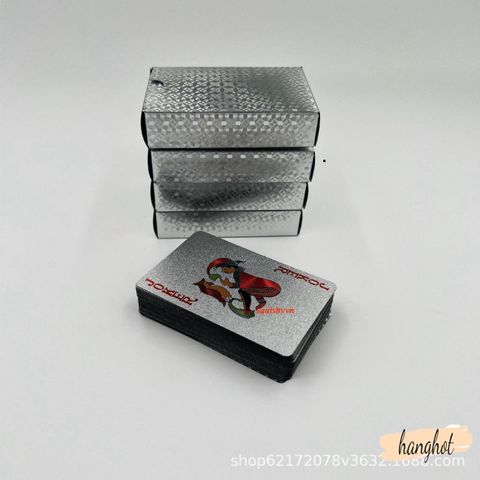 Bộ Bài Poker Mạ Nhũ Bạc Cao Cấp - 54 Lá Nhựa Dẻo Chống Nước, Chống Gãy - Quà Tặng Sang Trọng cho Người Yêu Thích Chơi Bài