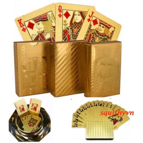 Bộ Bài Tây Chống Thấm Nước 24k - Tú Lơ Khơ Mạ Vàng Sang Trọng, Quân Bài Tài Lộc Đem May Mắn Cho Mỗi Ngôi Nhà