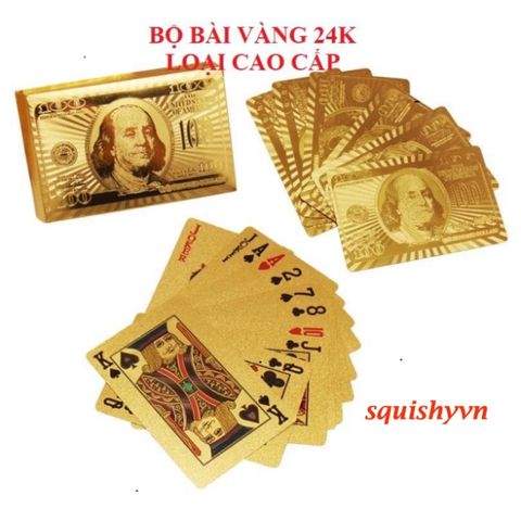 Bộ Bài Tây Chống Thấm Nước 24k - Tú Lơ Khơ Mạ Vàng Sang Trọng, Quân Bài Tài Lộc Đem May Mắn Cho Mỗi Ngôi Nhà