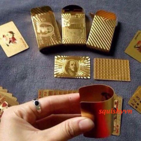Bộ Bài Tây Chống Thấm Nước 24k - Tú Lơ Khơ Mạ Vàng Sang Trọng, Quân Bài Tài Lộc Đem May Mắn Cho Mỗi Ngôi Nhà