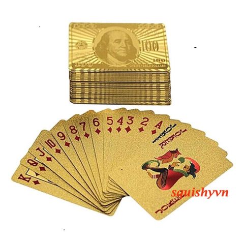 Bộ Bài Tây Chống Thấm Nước 24k - Tú Lơ Khơ Mạ Vàng Sang Trọng, Quân Bài Tài Lộc Đem May Mắn Cho Mỗi Ngôi Nhà