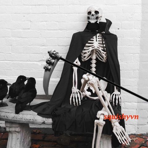 Bộ Trang Phục Thần Chết Kinh Dị Halloween - Bộ 3 Miếng với Áo Choàng, Găng Tay & Mũ Trùm Đầu Cho Tiệc Hóa Trang, Cosplay, Trick or Treat