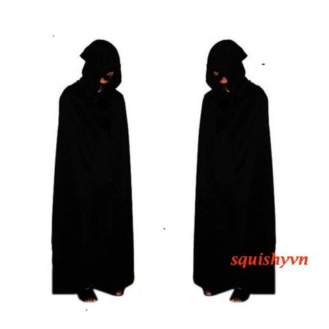 Bộ Trang Phục Thần Chết Kinh Dị Halloween - Bộ 3 Miếng với Áo Choàng, Găng Tay & Mũ Trùm Đầu Cho Tiệc Hóa Trang, Cosplay, Trick or Treat