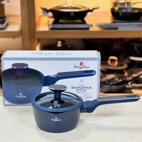 Quánh có nắp Berlinger Haus BH/8369 16cm màu xanh - Chống dính TitanPro, đế Turbo, decor bếp xinh, nấu ăn hiệu quả