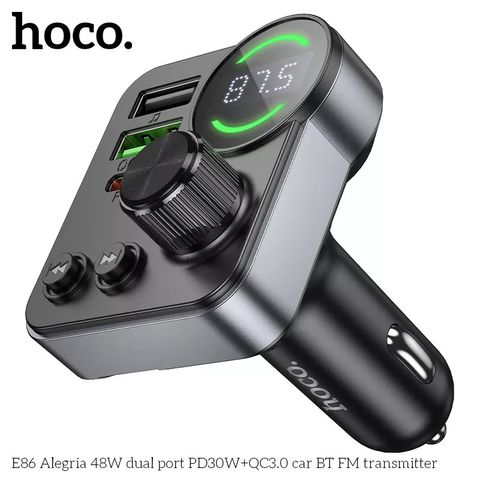 Tẩu sạc ô tô Hoco E86 FM Bluetooth 48W - Sạc nhanh đa năng, thiết kế tiện lợi cho xe hơi, tương thích với mọi thiết bị di động