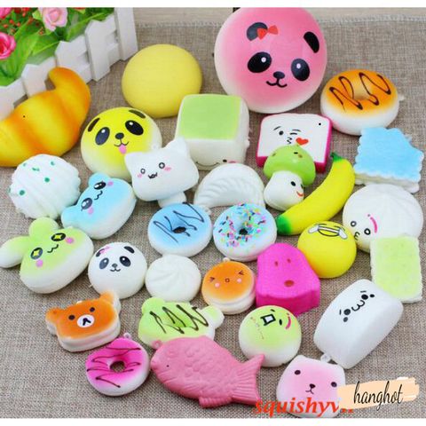 Bộ 30 Móc Khóa Dẻo Squishy Hình Đáng Yêu - Đồ Chơi Giải Tỏa Căng Thẳng, Gói Quà Mát Mẻ, Kích Thước 4-7cm