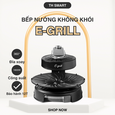 Bếp Nướng Điện Quay Tròn Không Khói E-GRILL 1800W - Tiện Lợi, An Toàn Cho Bữa Tiệc Tại Gia, Nướng Đồng Thời Bổ Dưỡng Hương Vị
