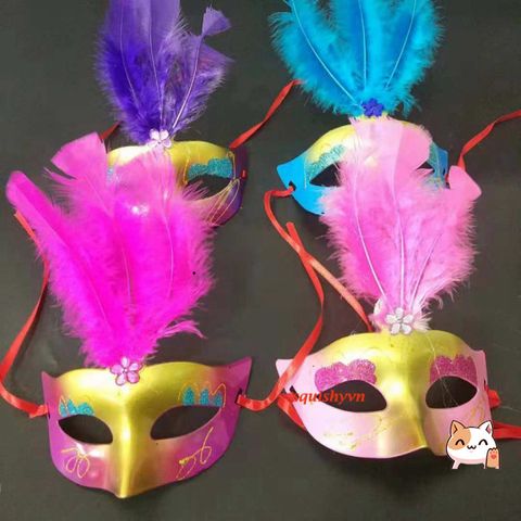 Mặt Nạ Hóa Trang Công Chúa Nửa Mặt Lông Vũ Rực Rỡ - Phụ Kiện Thời Trang Cho Mardi Gras, Halloween, Tiệc Tùng