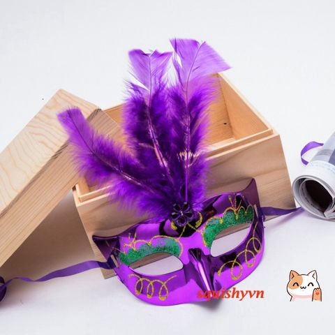 Mặt Nạ Hóa Trang Công Chúa Nửa Mặt Lông Vũ Rực Rỡ - Phụ Kiện Thời Trang Cho Mardi Gras, Halloween, Tiệc Tùng