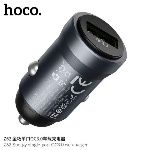 Tẩu Sạc Ô Tô Hoco Z62 Energy QC3.0 - Sạc Nhanh 18W Cho Điện Thoại và Thiết Bị Thông Minh - Thiết Kế Sang Trọng và Gọn Nhẹ
