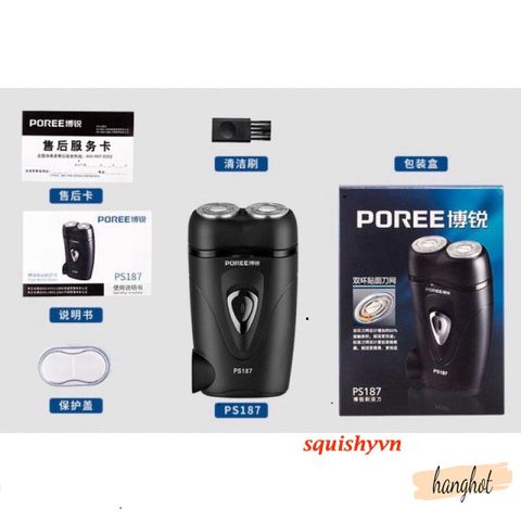 Máy cạo râu Poree PS187 Mini - Công nghệ lưỡi kép 4D, An toàn & Tiết kiệm Thời gian - Phụ Kiện Chăm Sóc Nam 100% Khô