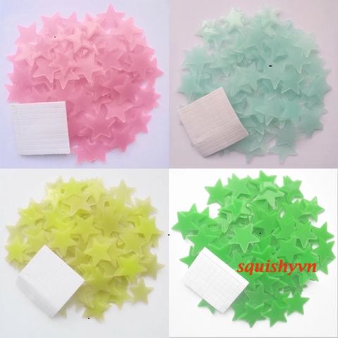 Bộ 100 Ngôi Sao Dạ Quang Trang Trí Tường - Nhãn Dán Phát Sáng Trong Bóng Tối Cho Phòng Ngủ Trẻ Em