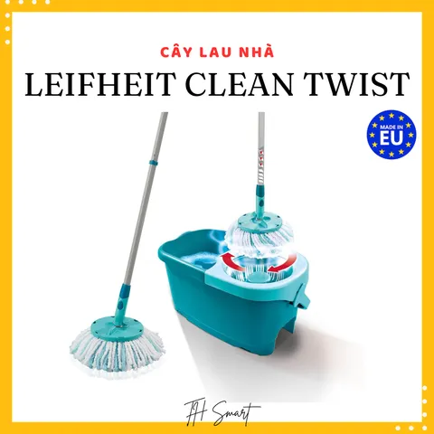 Cây Lau Nhà LEIFHEIT Clean Twist Đầu Tròn Châu Âu - Dụng Cụ Vệ Sinh Hiệu Quả, Thiết Kế Độc Đáo Cho Từng Ngóc Ngách Trong Nhà