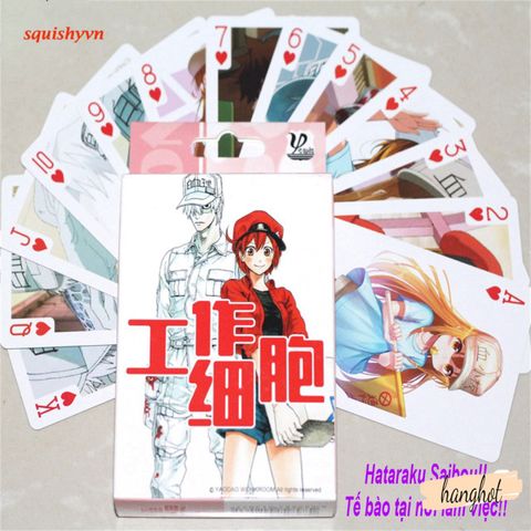 Bộ Thẻ Bài Poker 52 Lá Hataraku Saibou - Hình Anime Manga Độc Đáo, 54 Mẫu Khác Nhau Dành Cho Fan Anime, Quà Tặng Ý Nghĩa