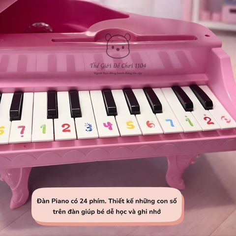 Đàn Piano Đồ Chơi Mini Công Chúa Màu Hồng 24 Phím Có Đèn Nhạc - Quà Tặng Hoàn Hảo Cho Bé Gái Phát Triển Âm Nhạc và Sáng Tạo