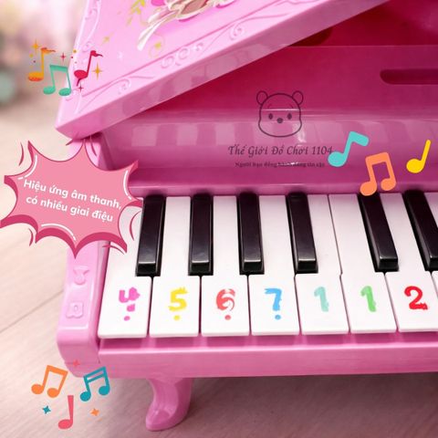 Đàn Piano Đồ Chơi Mini Công Chúa Màu Hồng 24 Phím Có Đèn Nhạc - Quà Tặng Hoàn Hảo Cho Bé Gái Phát Triển Âm Nhạc và Sáng Tạo