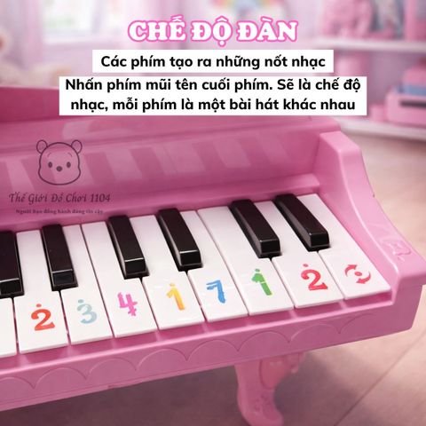 Đàn Piano Đồ Chơi Mini Công Chúa Màu Hồng 24 Phím Có Đèn Nhạc - Quà Tặng Hoàn Hảo Cho Bé Gái Phát Triển Âm Nhạc và Sáng Tạo