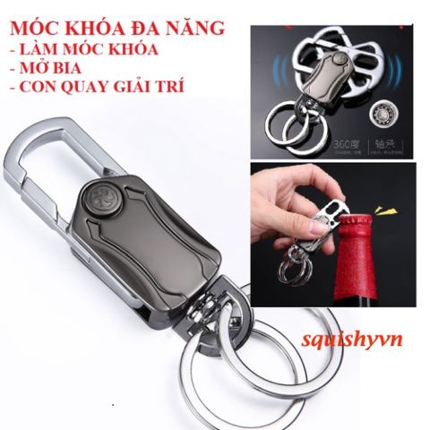 Khóa Chìa Inox Đa Năng - Mở Bia và Con Quay 360 Độ Sang Trọng, Quà Tặng Độc Đáo cho Bạn Bè và Người Thân