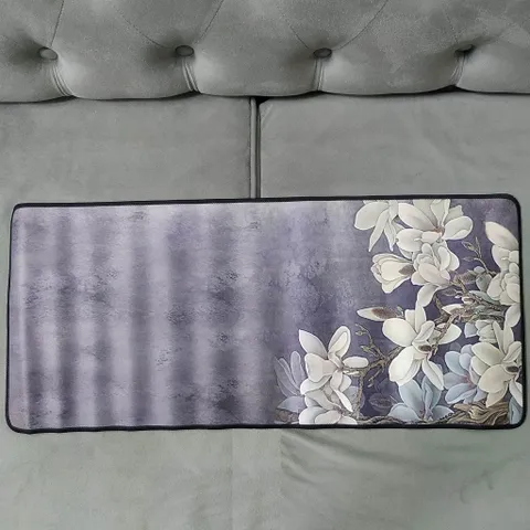 Miếng Lót Chuột Chống Nước A21 - Pad Chuột Chơi Game 70x30cm Dày 3mm, Chống Trơn Trượt, Đế Cao Su Siêu Bền Hình Hoa Xám