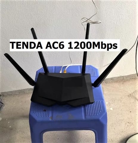 Router WiFi Tenda AC6 1200Mbps - Thiết bị phát sóng 2 băng tần 4 râu, cài đặt dễ dàng, tốc độ cao, hàng đã sử dụng