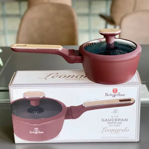 Quánh có nắp Berlinger Haus 16cm màu đỏ Leonardo Nordic - Chống dính TitanPro, Nấu ăn tiện lợi, Quà tặng gia đình hoàn hảo