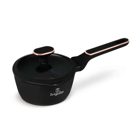 Quánh Berlinger Haus 16cm Có Nắp Màu Đen - Bộ Sưu Tập Blackrose, Chống Dính TitanPro, Giữ Hương Vị Tối Ưu