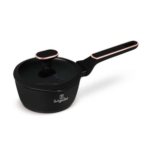 Quánh Berlinger Haus 16cm Có Nắp Màu Đen - Bộ Sưu Tập Blackrose, Chống Dính TitanPro, Giữ Hương Vị Tối Ưu