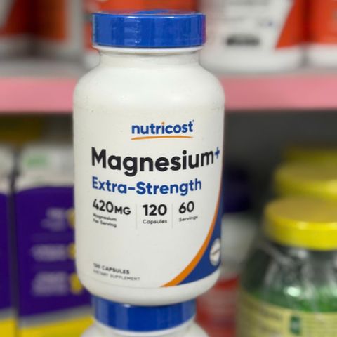 Nutricost Magnesium+ Extra-Strength 420mg - Hỗ Trợ Ngủ Ngon và Giảm Chuột Rút - 120 Viên Bổ Sung Magie Mỹ
