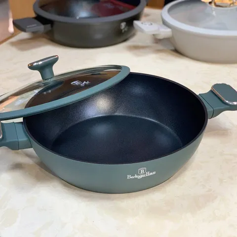 Nồi Chảo 2 Quai Cầm Có Nắp Berlinger Haus BH/8163 28cm Xanh Lá - Chất Liệu Chống Dính và Đáy Cảm Ứng Turbo